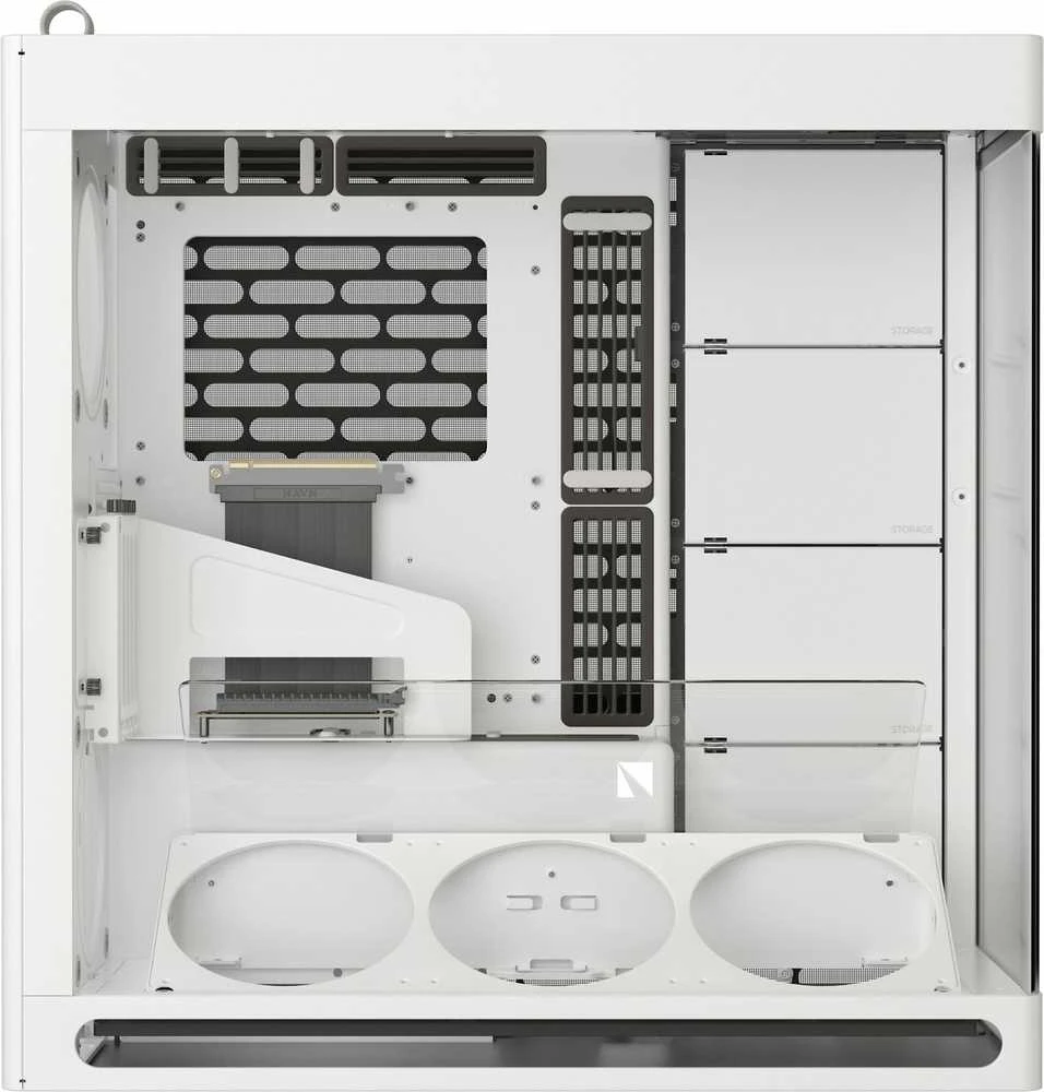 HAVN HS 420 VGPU PC-kompiuterio korpusas, Midi-Tower, E-ATX, Tempered Glass, PCIe 5.0 Riser Kabelis – baltos spalvos