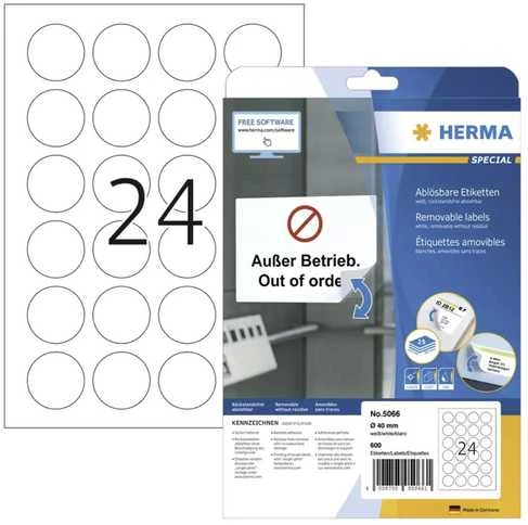 HERMA 5066 etiketė spausdinimui Balta Lipni spausdintuvo etiketė
