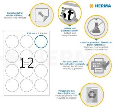 HERMA 5067 etiketė spausdinimui Balta Lipni spausdintuvo etiketė