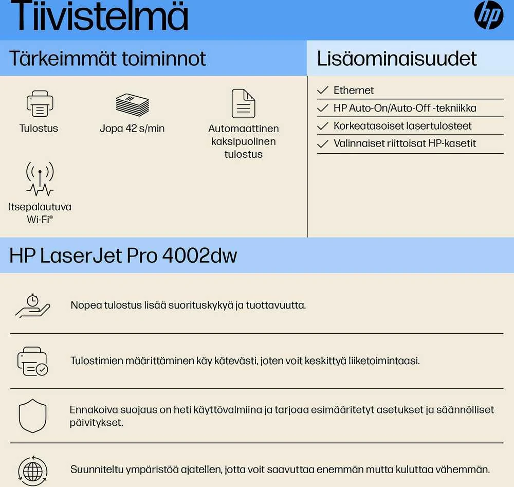 Hewlett Packard (HP) HP LaserJet Pro M4002dw, spausdintuvas