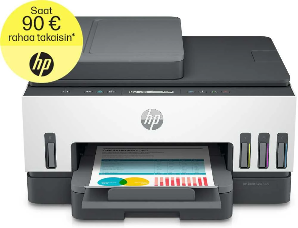Hewlett Packard (HP) Daugiafunkcinis Spausdintuvas - HP Smart Tank 7305, Spausdinimas, Skenavimas, Kopijavimas, 12,000 Puslapių Juodas