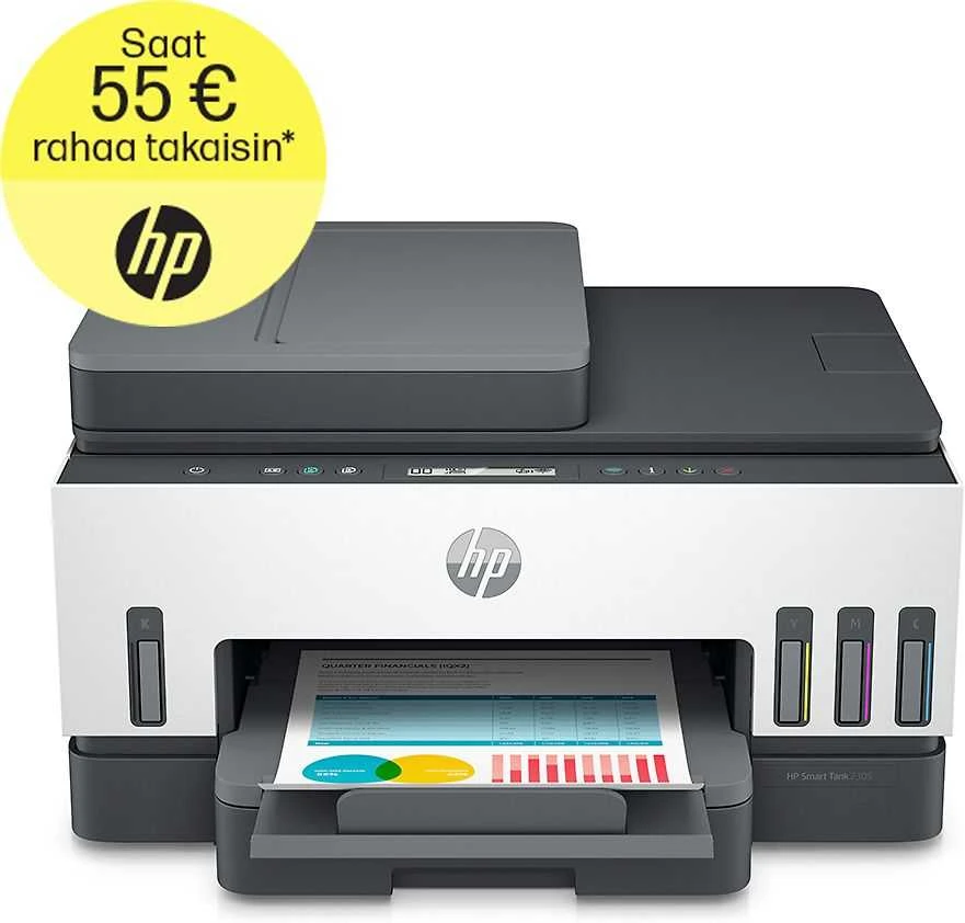 Hewlett Packard (HP) Daugiafunkcinis Spausdintuvas - HP Smart Tank 7305, Spausdinimas, Skenavimas, Kopijavimas, 12,000 Puslapių Juodas