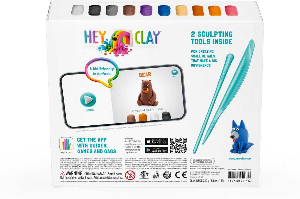 „Hey Clay Forest Animals“ rinkinys – spalvingi modeliuojantys vaikai – oro sauso molio rinkinys 15
