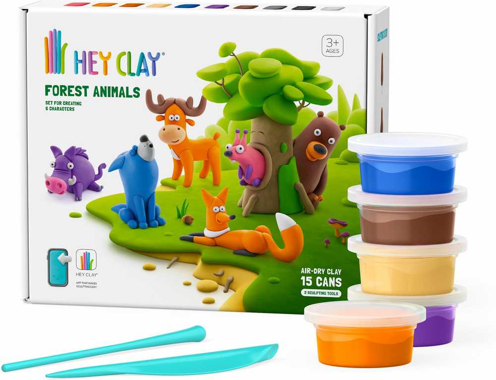 „Hey Clay Forest Animals“ rinkinys – spalvingi modeliuojantys vaikai – oro sauso molio rinkinys 15