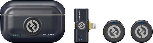 HOLLYLAND LARK M2 LIGHTNING - WIRELESS LAVALIER MICROPHONE WITH LIGHTNING PLUG (DUO,SHINE CHARCOAL)