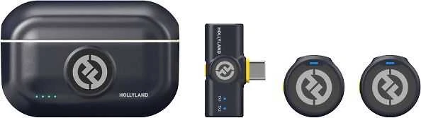 HOLLYLAND LARK M2 USB-C – BELAIDIS LAVALIER MIKROFONAS SU USB jungtimi (DUO, SHINE CHARCOAL)