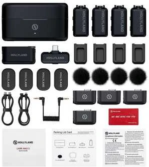 „Hollyland LARK MAX 2 Combo“ 4 asmenų versija su kamera ir imtuvu bei USB-C mikrofono imtuvu