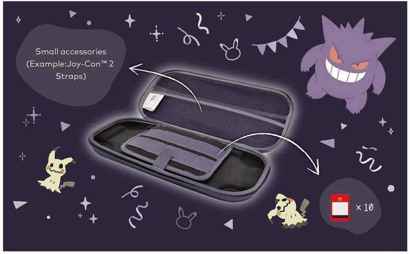 HORI - „Vault“ dėklas, skirtas „Switch 2“ - „Gengar & Mimikyu“ - violetinis