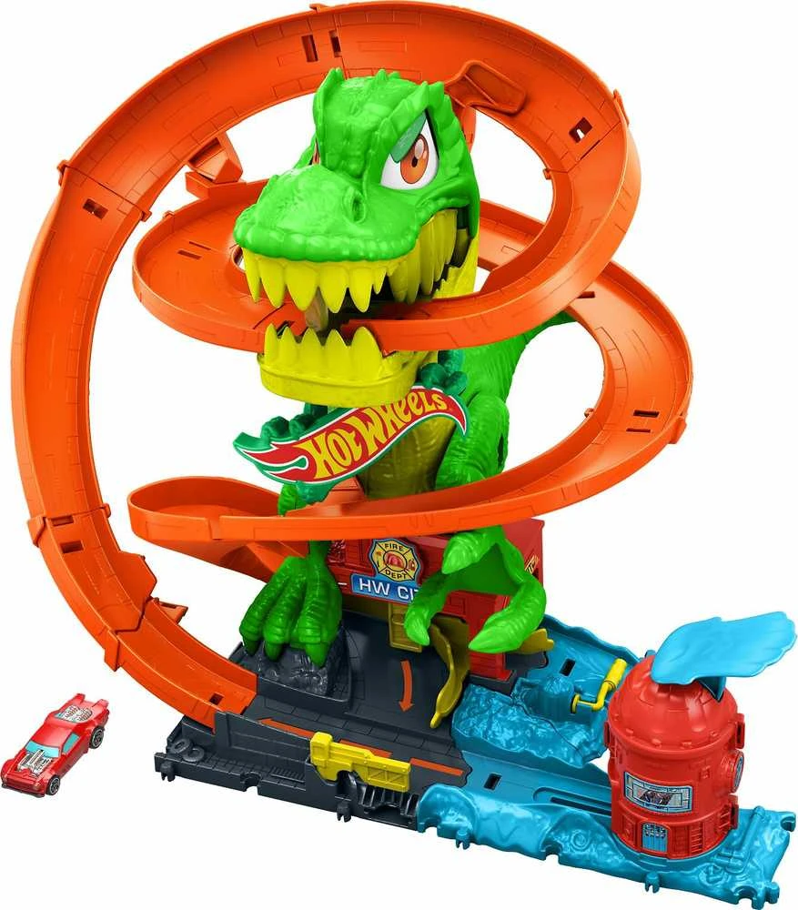 Mattel HOT WHEELS CITY rinkinys – Dinozauras gaisrinėje (JBM73)