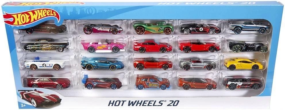 Mattel Dvidešimties „Hot Wheels“ automodelių rinkinys