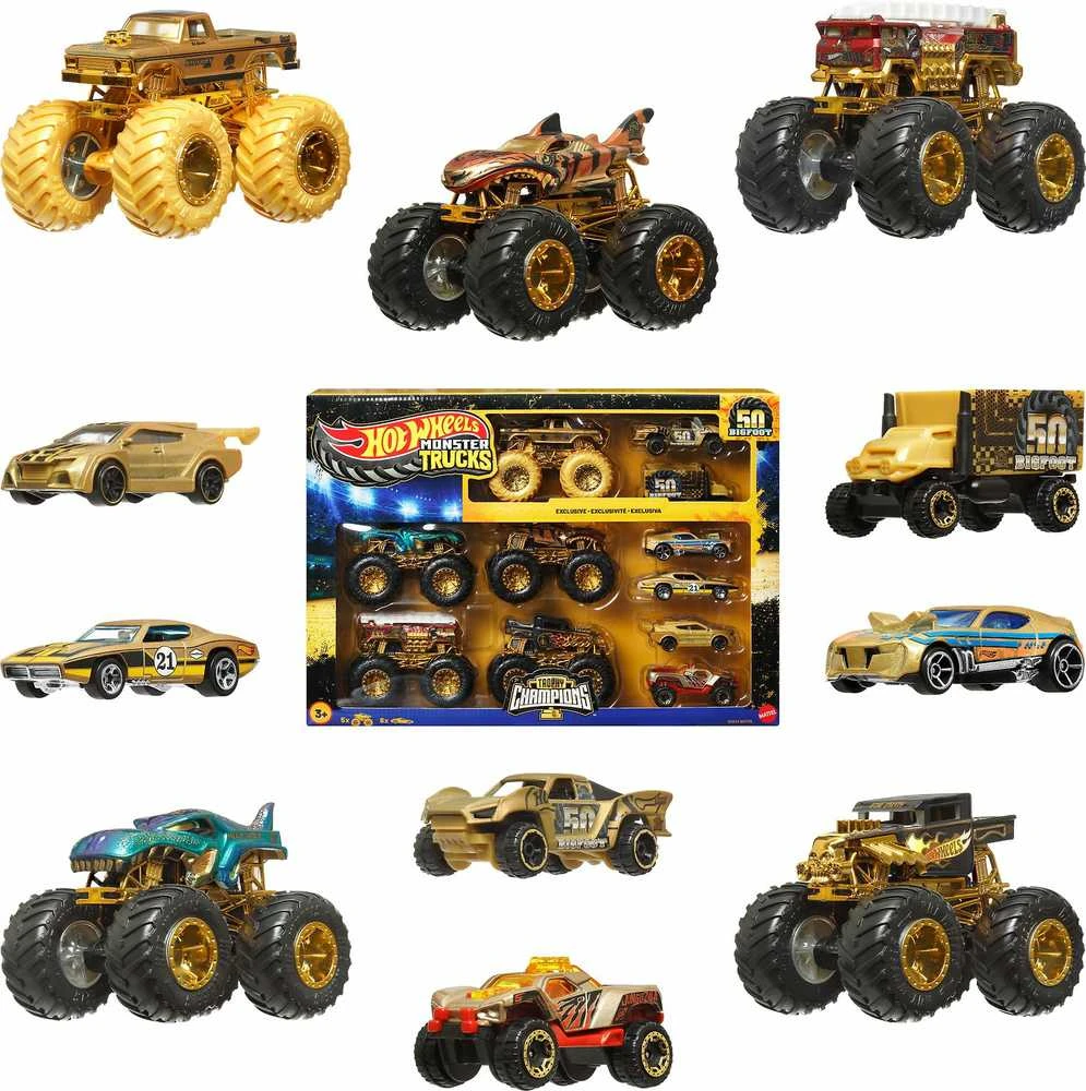 Hot Wheels Monster Trucks Bigfoot Trophy Champions autokokoelma