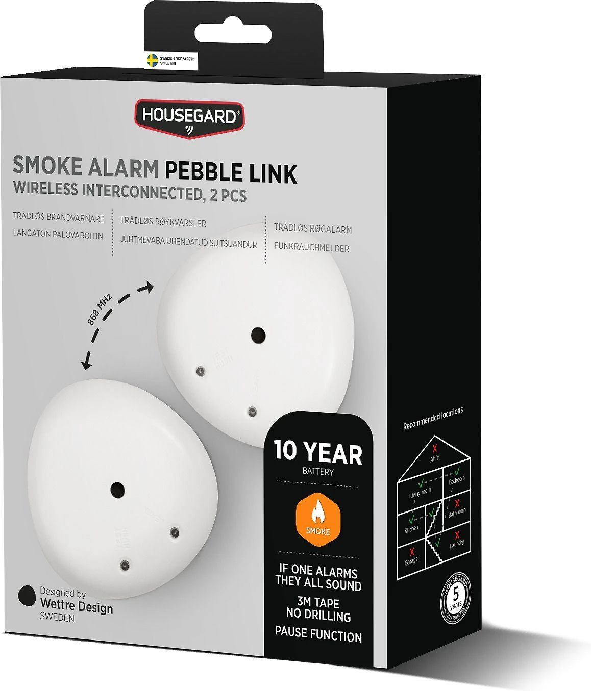 Housegard Pebble Link belaidė priešgaisrinė signalizacija, 2 vnt