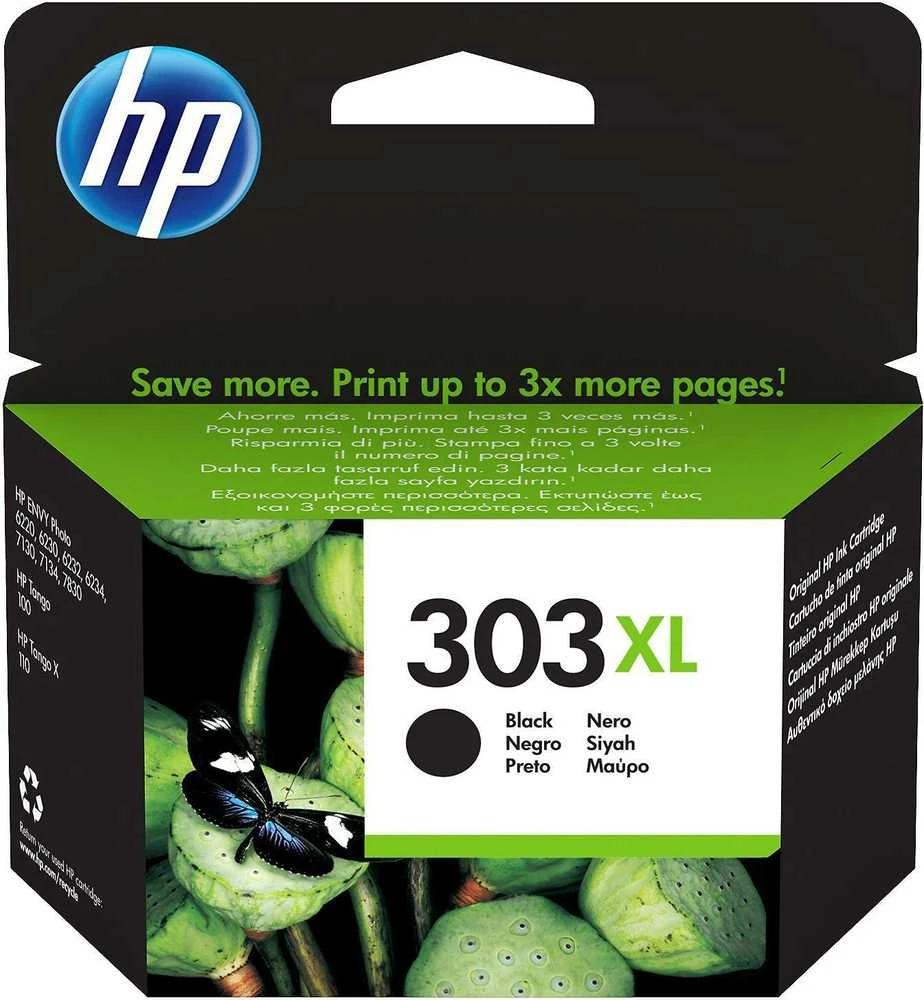 Hewlett Packard (HP) HP 303XL didelės talpos juodo rašalo kasetė, 600 puslapių, skirta HP ENVY Photo 6230, 7130, 7134, 7830 spausdintuvams