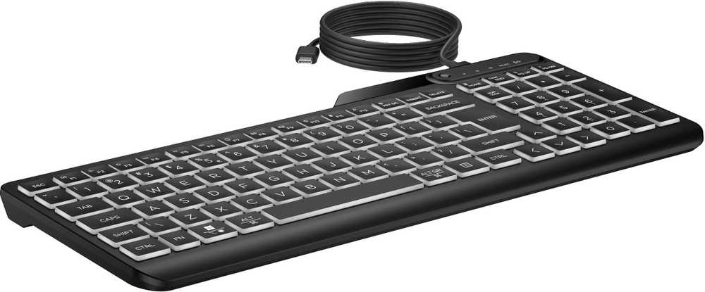 HP 405 Multi-Device su pašvietimu Klaviatūra su laidu, Full-size (100%), su laidu, USB, Membrane, Juodas