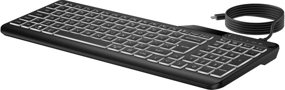 HP 405 Multi-Device su pašvietimu Klaviatūra su laidu, Full-size (100%), su laidu, USB, Membrane, Juodas