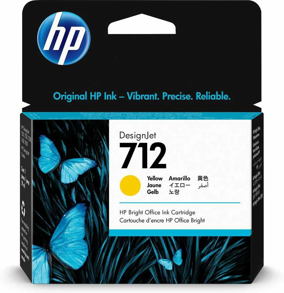 Hewlett Packard (HP) HP 712 29-ml Geltona DesignJet Ink Cartridge