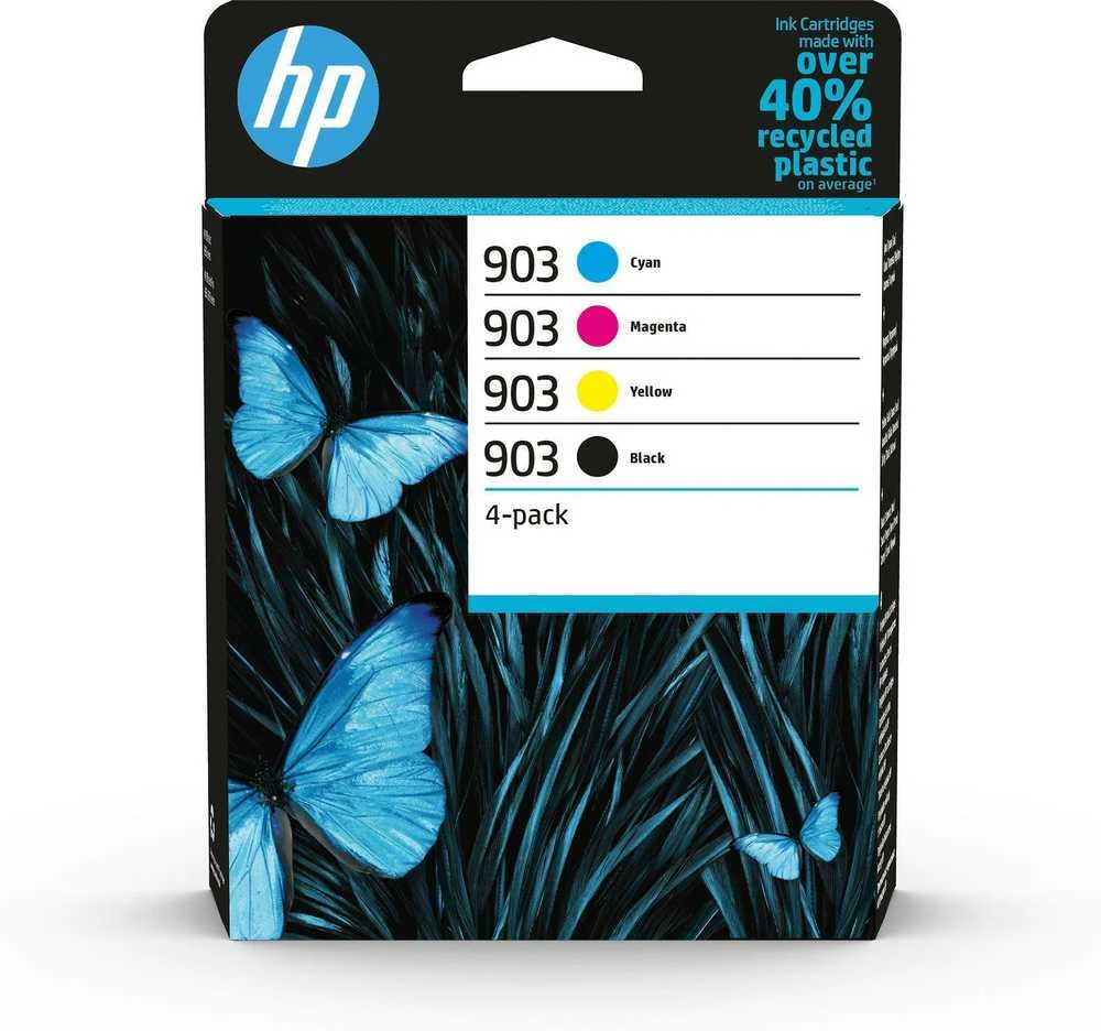 Hewlett Packard (HP) Hewlett-Packard kasečių rinkinys 903 (6ZC73AE), juoda, žydra, purpurinė, geltona kasetė