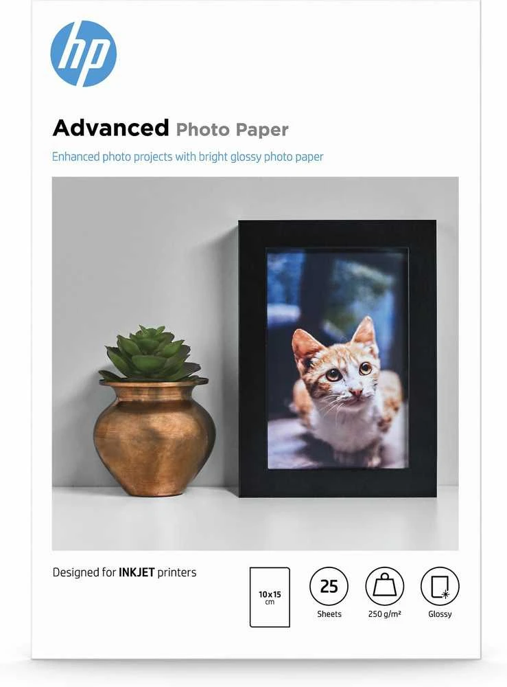 Hewlett Packard (HP) HP Advanced Photo Paper blizgus 25 lapų 10x15 cm be paraščių