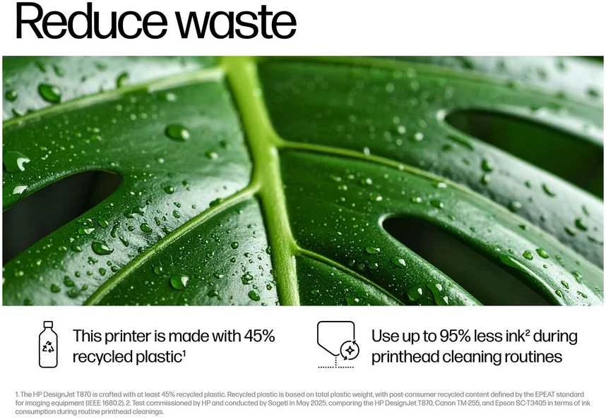 HP DesignJet T870 ploteris - 610 mm (24 colių) didelio formato spausdintuvas - spalvotas - rašalinis - A1 ritinėlis (61,0 cm x 91,4 m) - 2400 x 1200 dpi - iki 0,35 min./puslapis (nespalvotas) / iki 0,35 min./puslapis (spalvotas) - USB 2.0, gigabito LAN, Wi-Fi(n) - pjaustytuvas