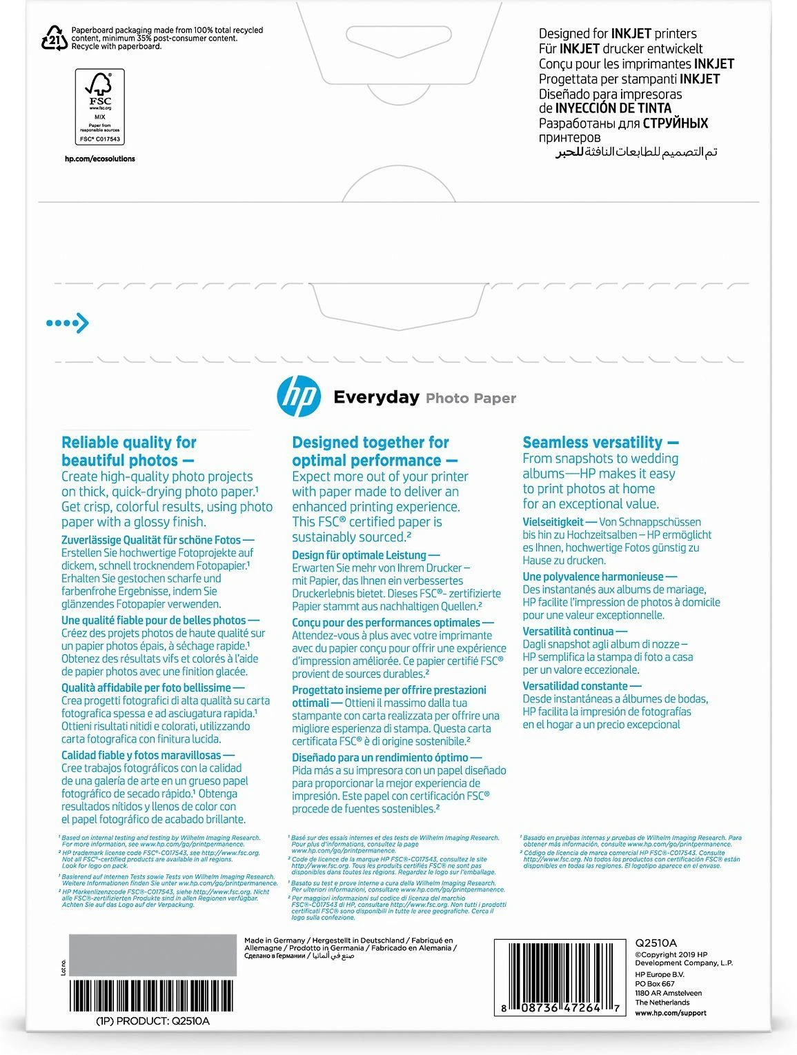 Hewlett Packard (HP) HP kasdienis fotopopierius A4 blizgus 100 lapų (200 g/m2)