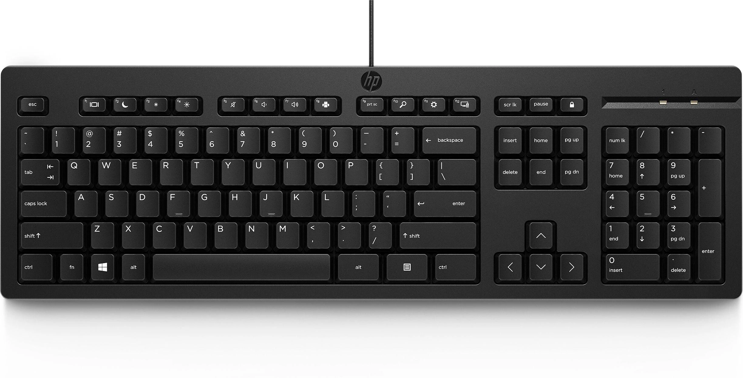 Hewlett Packard (HP) HP 125 laidinė klaviatūra, viso dydžio (100 %), laidinė, USB, membraninė, juoda