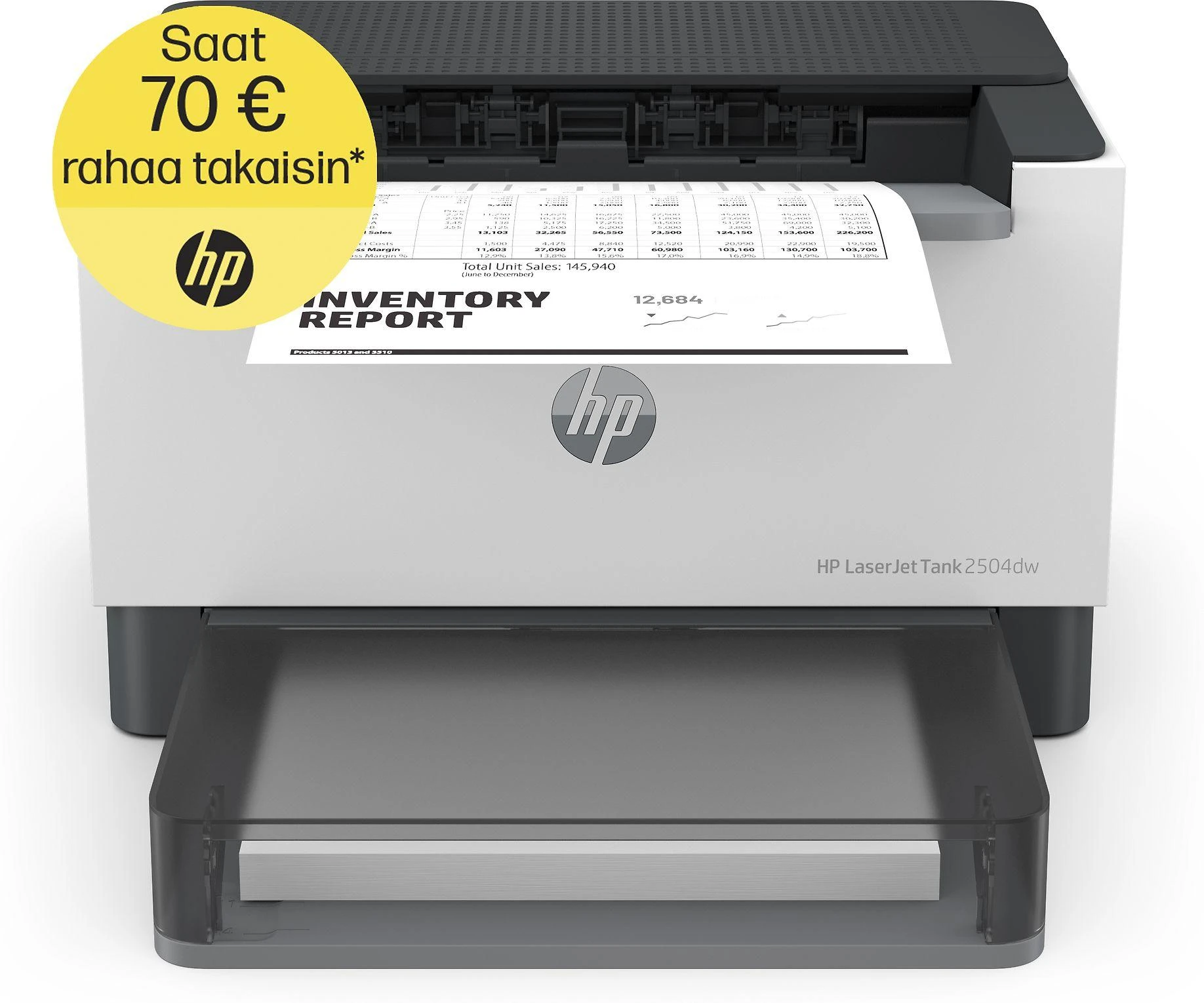 Hewlett Packard (HP) HP LaserJet Tank 2504dw Spausdintuvas - A4 Mono lazerinis, Print, Auto-Duplex, LAN, WiFi, 23ppm, 250-2500 pages per month (replaces Neverstop)
