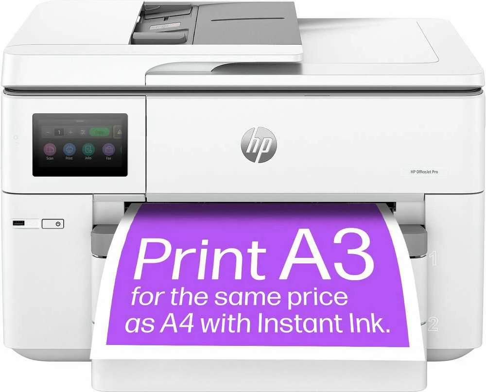 Hewlett Packard (HP) HP OfficeJet Pro 9730e HP+ plataus formato AiO All-in-One Spausdintuvas - A3/A4 spalvotas rašalas, spausdinimas/kopijavimas/nuskaitymas, automatinis dokumentų tiektuvas, automatinis dvipusis, du dėklai, LAN, Wifi, 22 psl. per mėnesį, 250-1500 puslapių (pakeičia OfficeJet Pro 7740)
