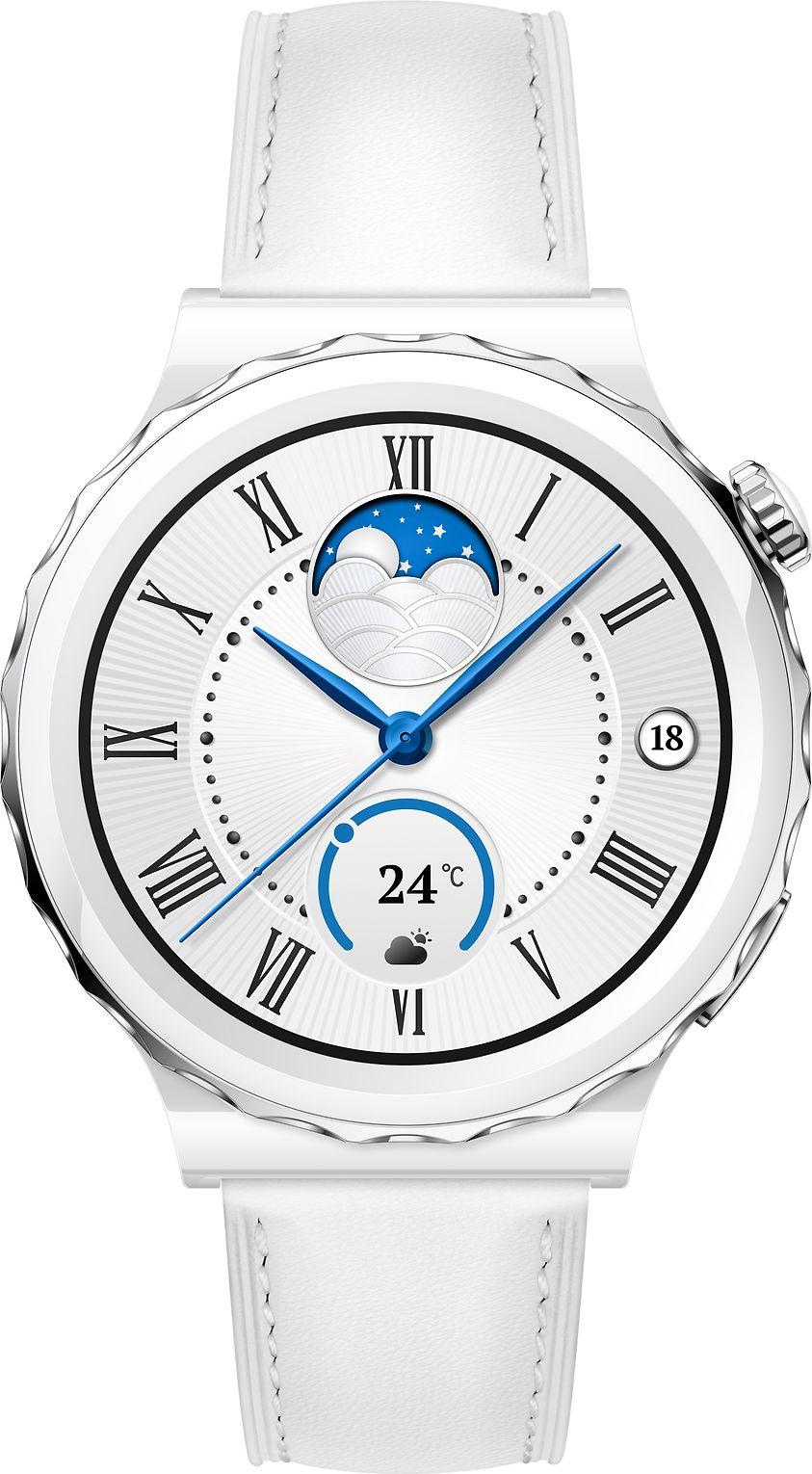 Išmanusis laikrodis Huawei Watch GT 3 Pro, Baltos spalvos korpusas su baltu odiniu dirželiu