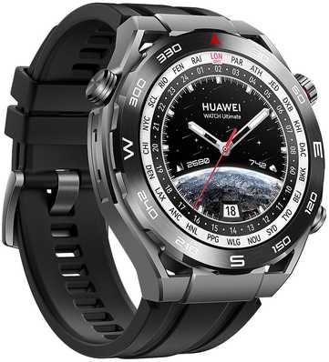Išmanusis laikrodis Huawei Watch Ultimate Expedition, Sidabrinės ir juodos spalvos korpusas su juodu dirželiu