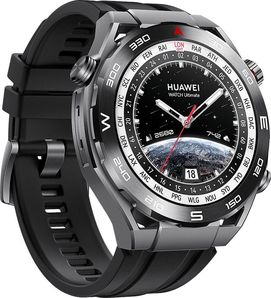 Išmanusis laikrodis Huawei Watch Ultimate Expedition, Sidabrinės ir juodos spalvos korpusas su juodu dirželiu