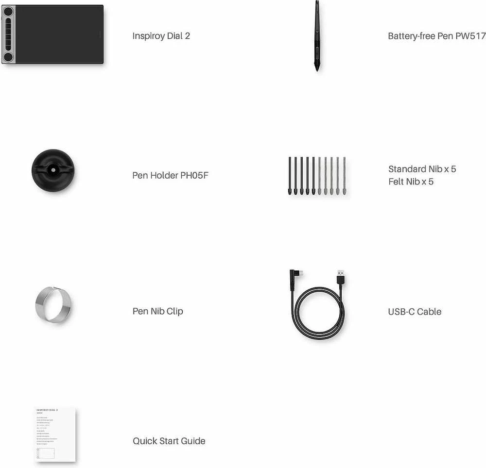 Bevielė grafinė planšetė HUION Inspiroy Dial 2