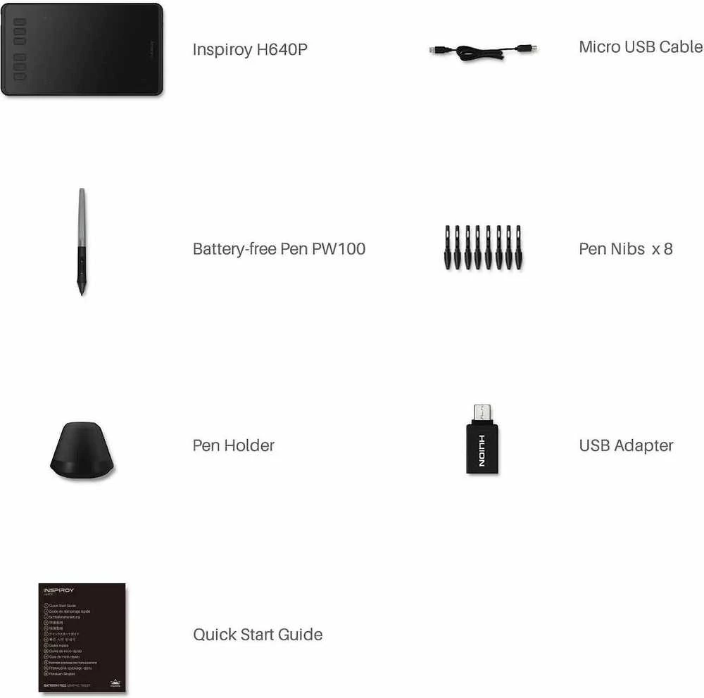 Planšetė Huion H640P graphic tablet 5080 lpi 160 x 99 mm USB Juodas