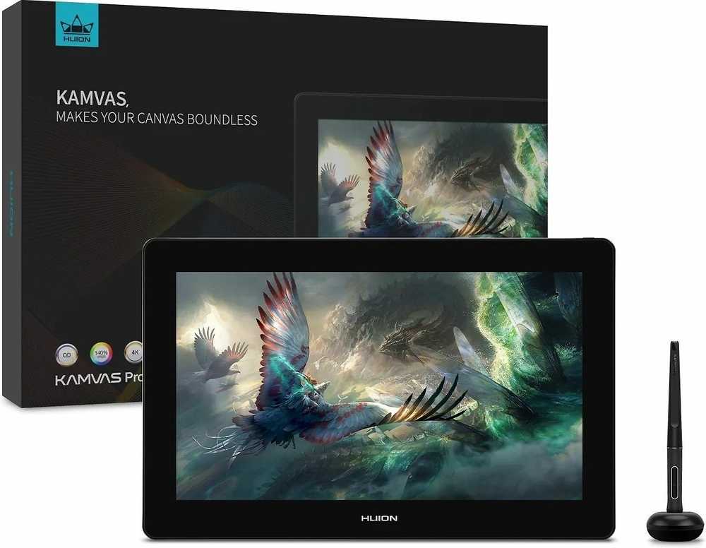 Grafikas planšetinis kompiuteris „Huion Kamvas Pro 16 4K Plus Gray“.