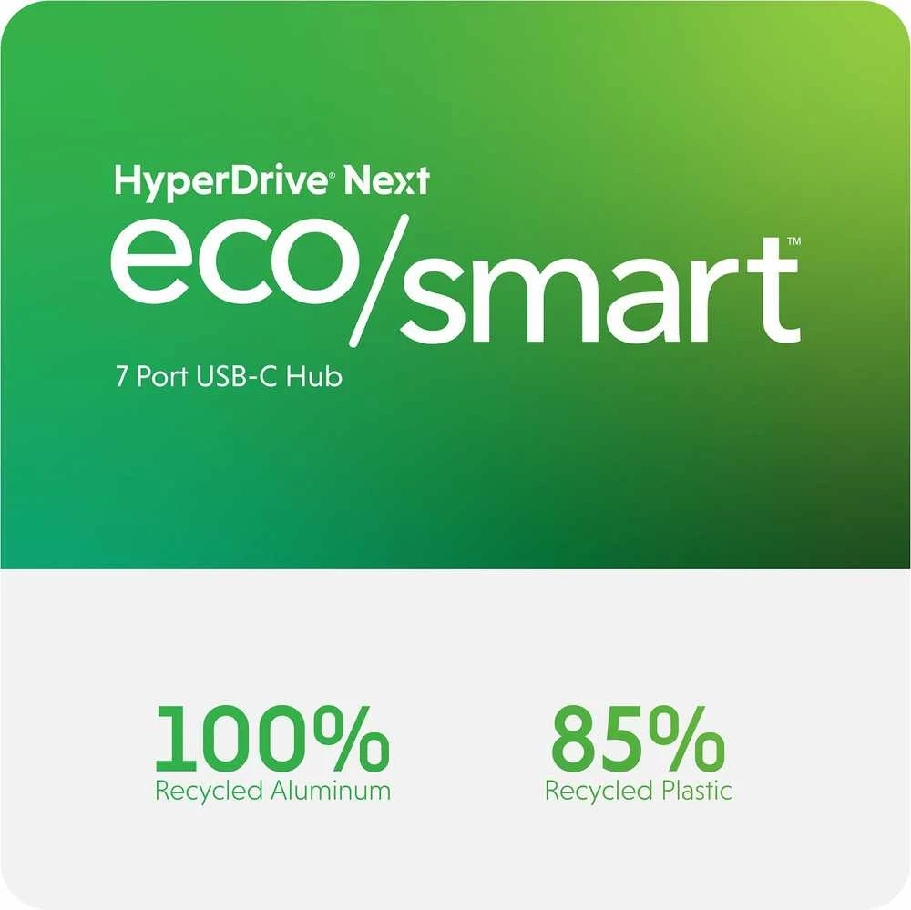 Hiper | „HyperDrive EcoSmart Gen.2“ universalus USB-C 7-in-1 šakotuvas su 100 W PD maitinimo perdavimu