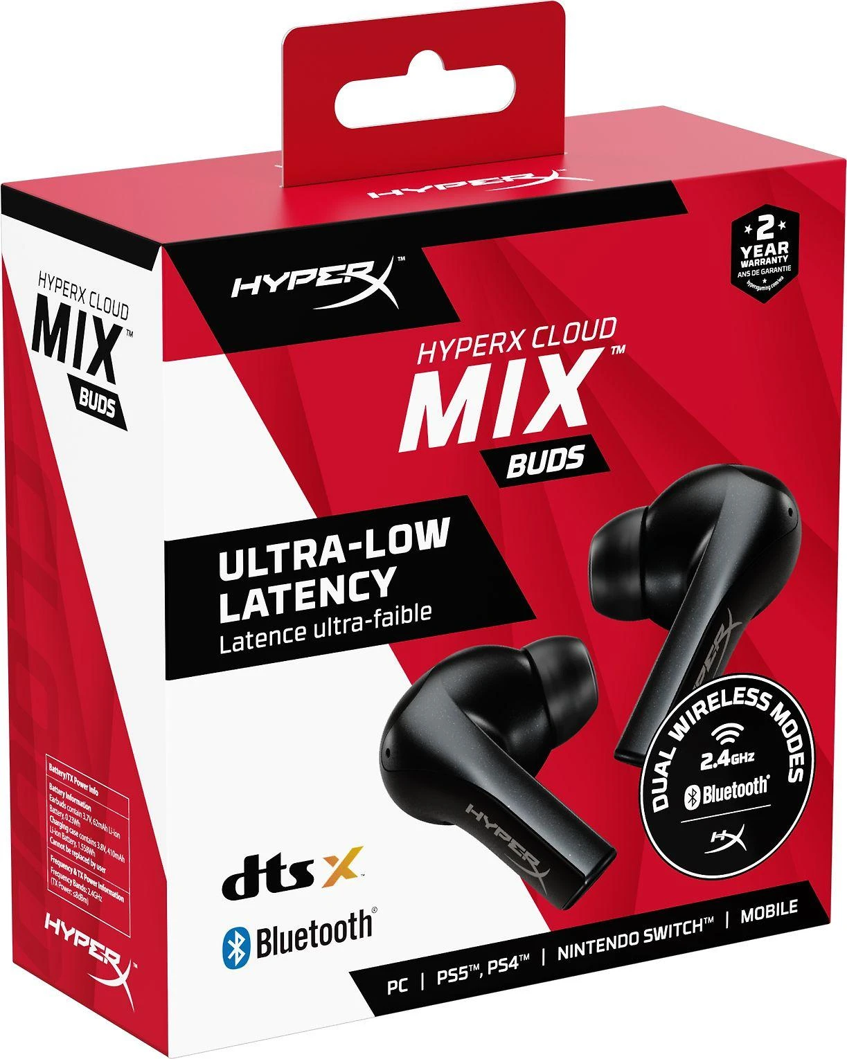 HyperX Cloud MIX Buds Belaidės TWS ausinės žaidimams, 2.4GHz ir Bluetooth