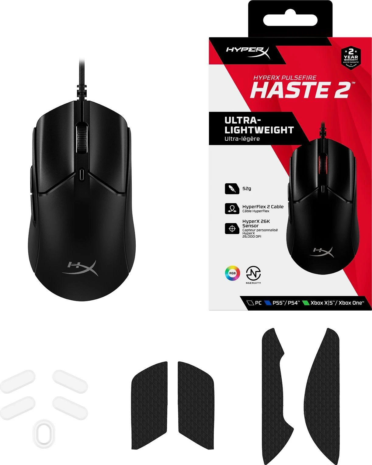 Pelė HyperX Pulsefire Haste 2, juoda