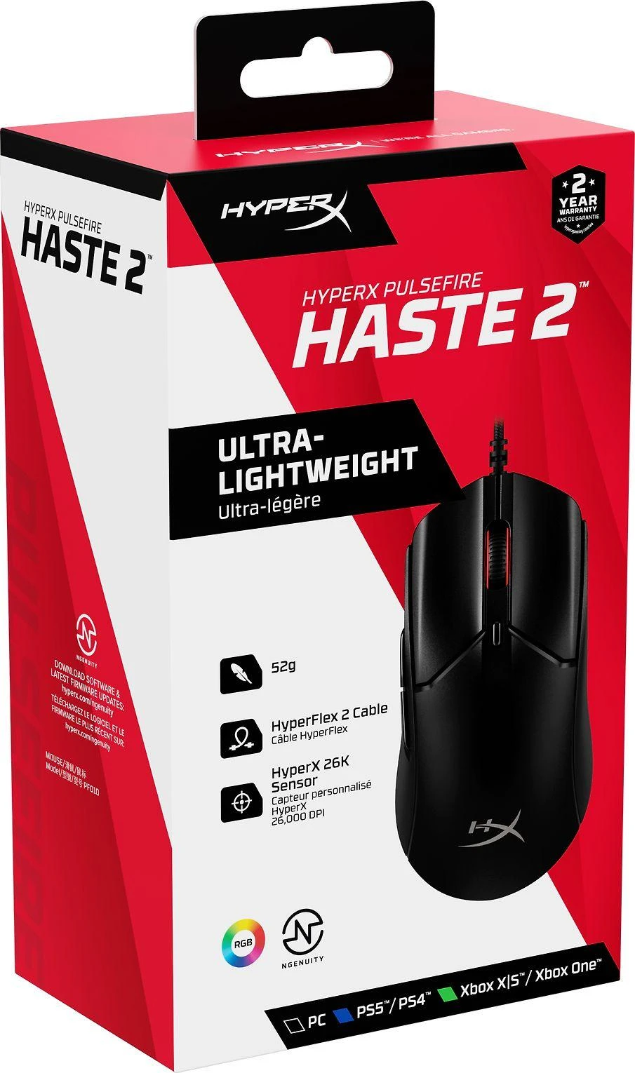 Pelė HyperX Pulsefire Haste 2, juoda