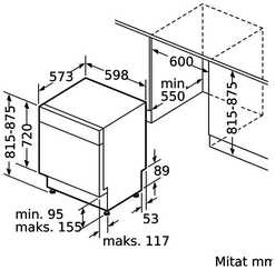 Bosch SMU2HVW06E Serija 2, Indaplovė, montuojama iš apačios, 60 cm, Balta