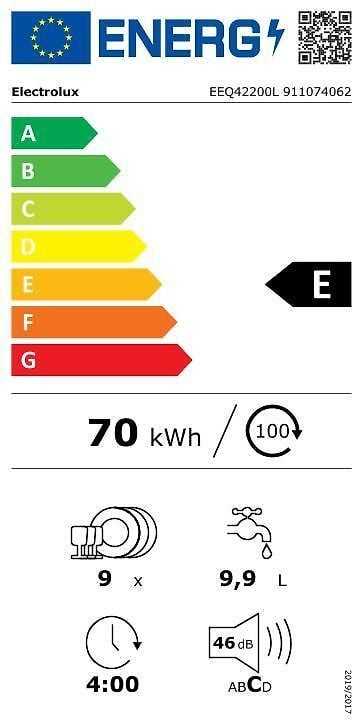 Indaplovė Electrolux EEQ42200L astianpesukone, integroitava