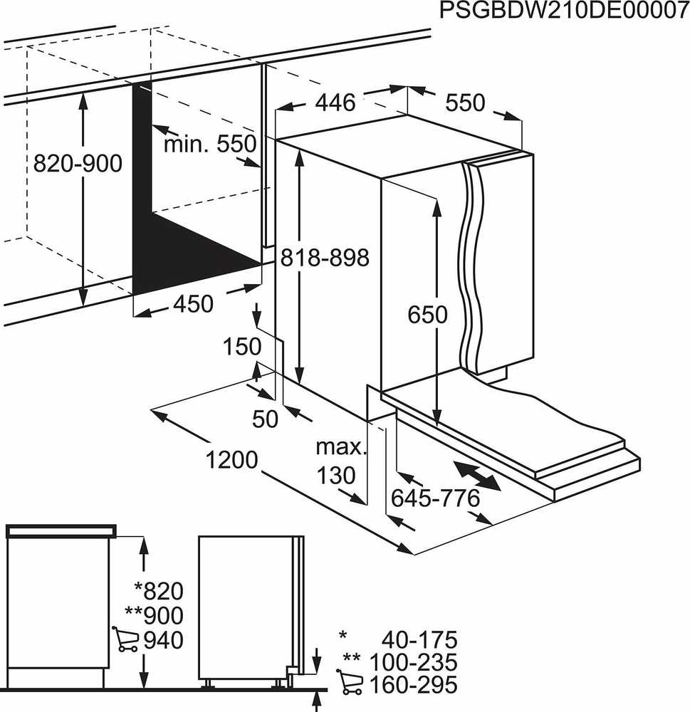 Indaplovė Electrolux EEQ42200L astianpesukone, integroitava