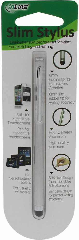 Inline Technology InLine Slim Stylus jutiklinio ekrano rašiklis, sidabrinis