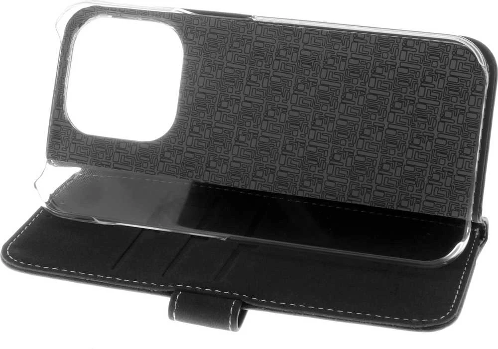 Insmat Exclusive Flip Case piniginės dėklas, iPhone 15 Pro, juodas