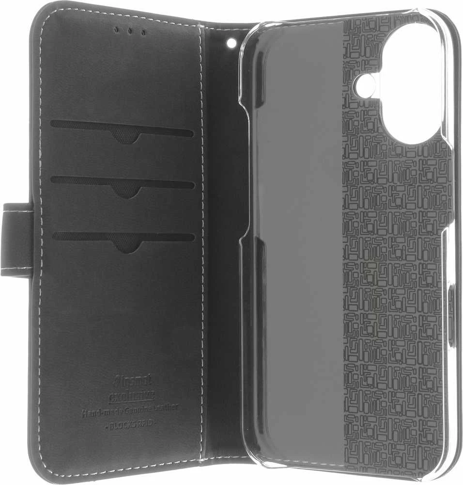 Insmat Exclusive Flip Case piniginės dėklas, Apple iPhone 16, juodas