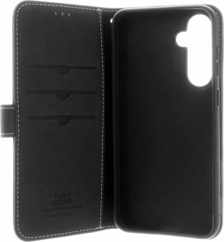 Insmat Exclusive Flip Case piniginės dėklas, Samsung Galaxy S23 FE, juodas
