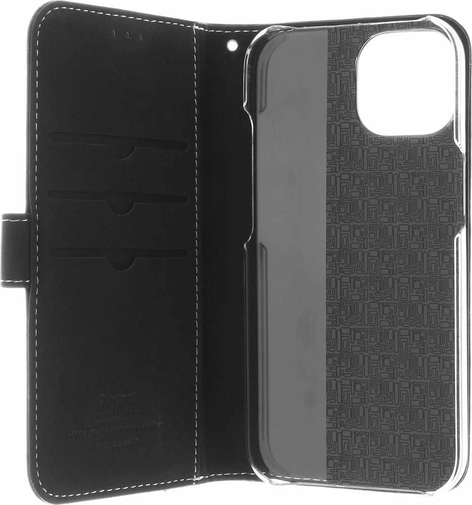 Insmat Exclusive Flip Case piniginės dėklas, iPhone 15, juodas
