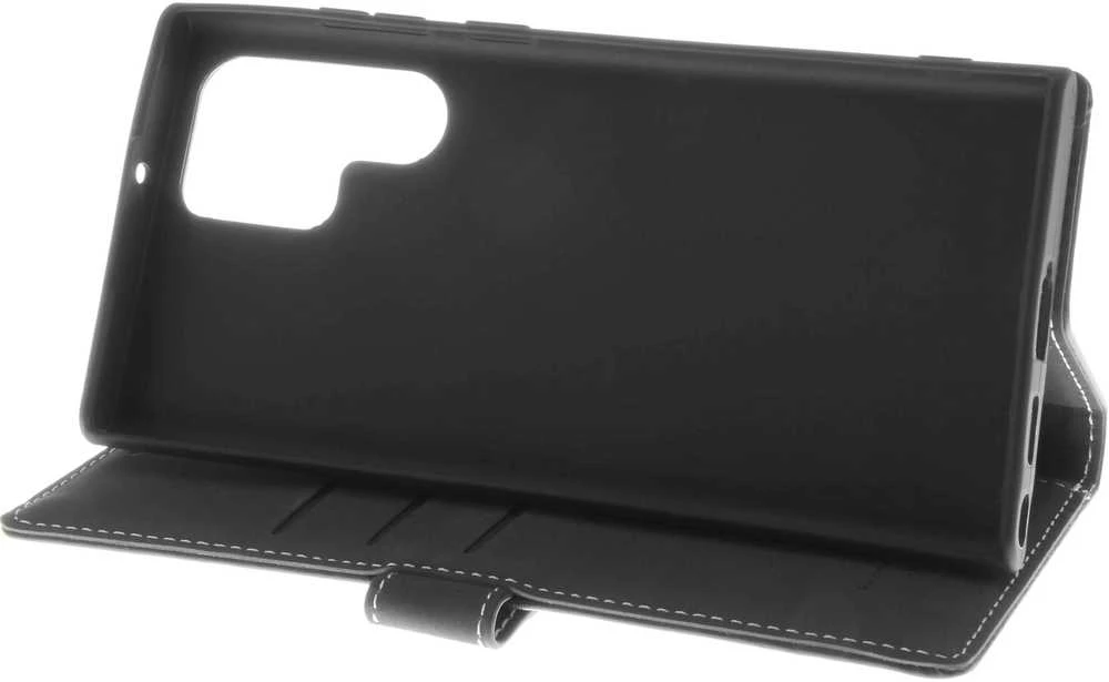Insmat Exclusive Flip Case piniginės dėklas, Samsung Galaxy S22 Ultra 5G, juodas