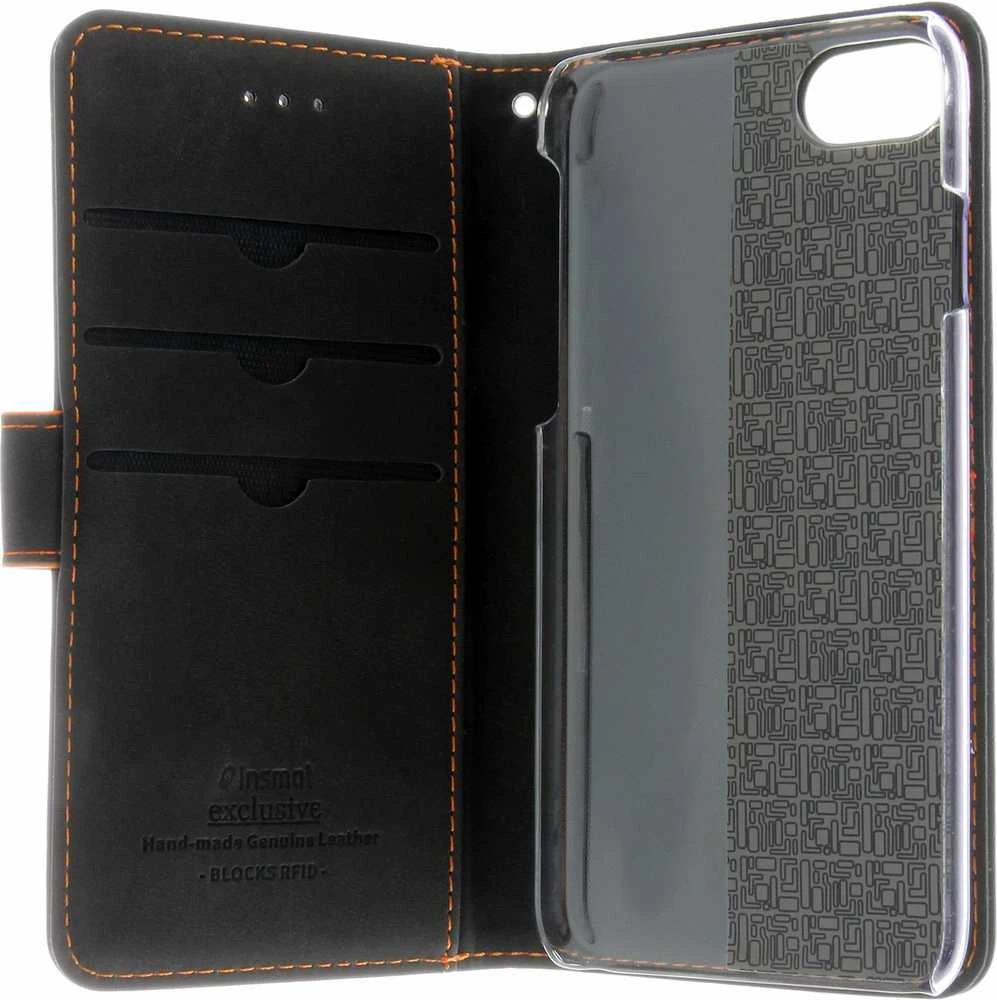 „Insmat Exclusive Flip Case“ piniginės dėklas, skirtas iPhone 6 / 6s / 7/8 / SE juodas / oranžinis