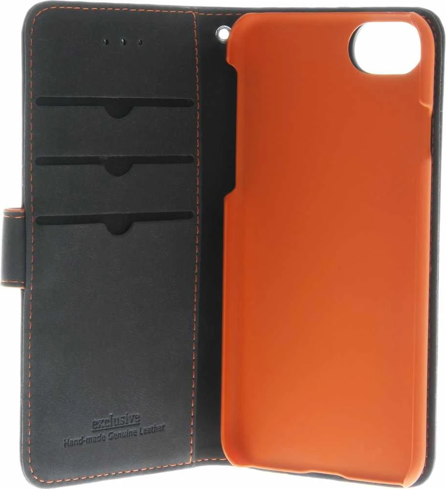 „Insmat Exclusive Flip Case“ piniginės dėklas, skirtas iPhone 6 / 6s / 7/8 / SE juodas / oranžinis