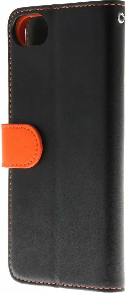 „Insmat Exclusive Flip Case“ piniginės dėklas, skirtas iPhone 6 / 6s / 7/8 / SE juodas / oranžinis