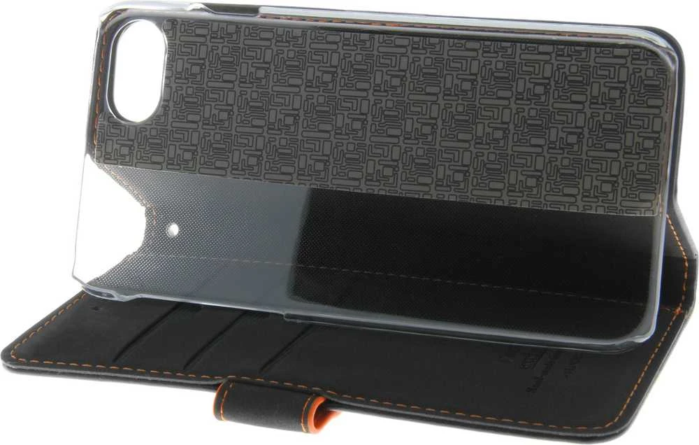 „Insmat Exclusive Flip Case“ piniginės dėklas, skirtas iPhone 6 / 6s / 7/8 / SE juodas / oranžinis